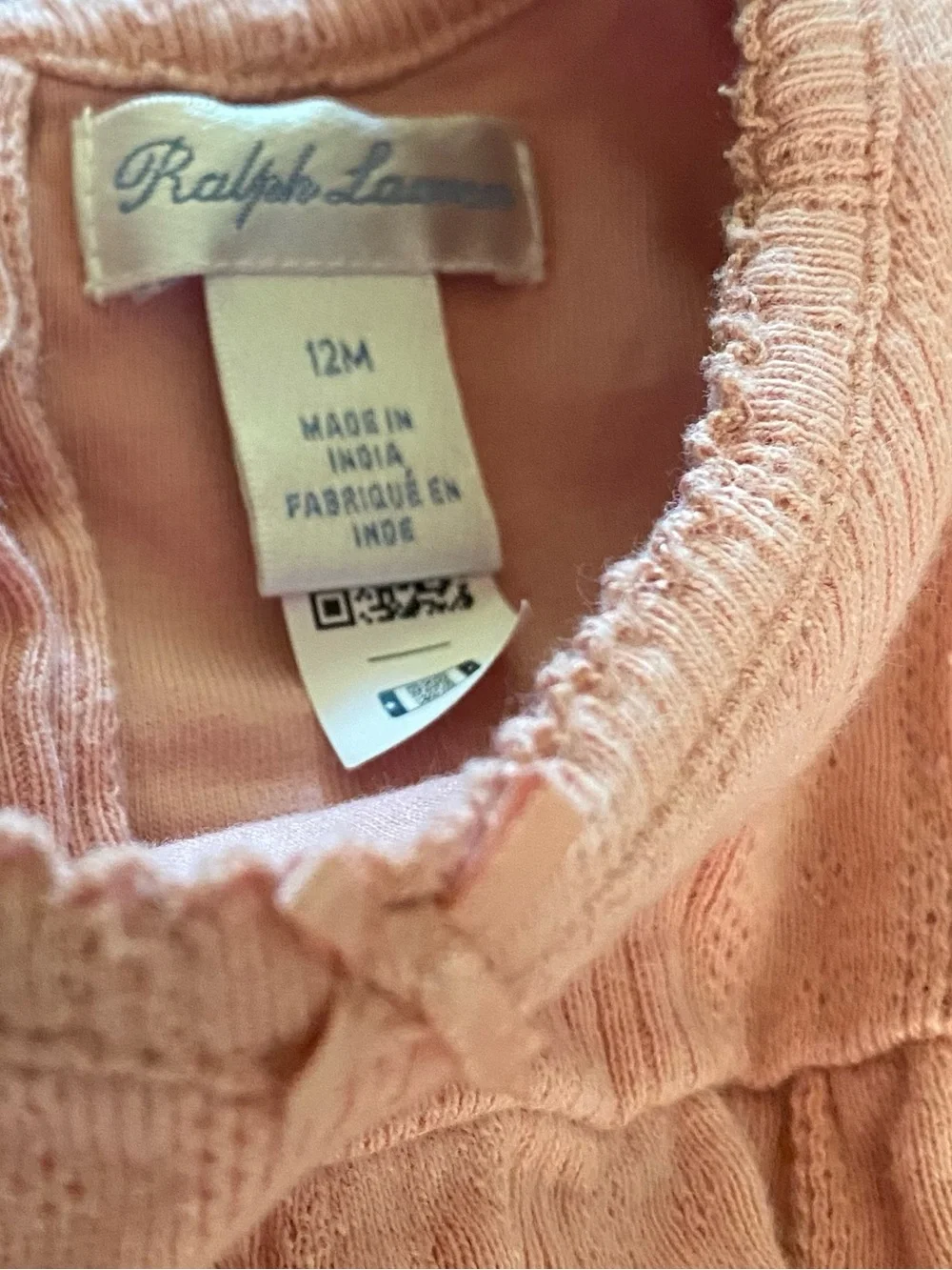 Ralph Lauren Pink Pointelle Knit Cotton Flutter Sleeve Dress